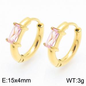 Fashionable stainless steel zircon earrings, women's Korean version, simple and high-end, versatile earrings - KE114046-GC