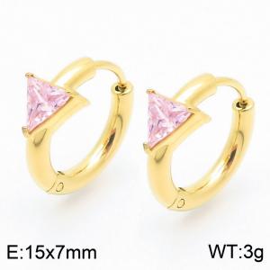 Fashionable stainless steel zircon earrings, women's Korean version, simple and high-end, versatile earrings - KE114049-GC