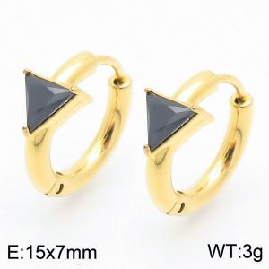 Fashionable stainless steel zircon earrings, women's Korean version, simple and high-end, versatile earrings - KE114066-GC