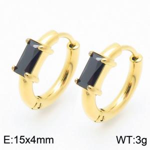 Fashionable stainless steel zircon earrings, women's Korean version, simple and high-end, versatile earrings - KE114069-GC