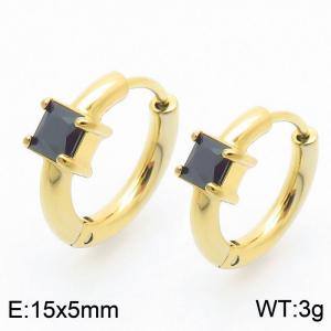 Fashionable stainless steel zircon earrings, women's Korean version, simple and high-end, versatile earrings - KE114070-GC