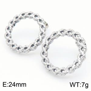 Women Stainless Steel Twisted Loop Earrings - KE114101-KFC