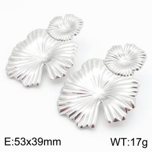Women Stainless Steel Lotus Leaves Earrings - KE114105-KFC