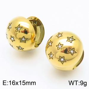 Women Gold-Plated Stainless Steel&Rhinestones Globe Earrings - KE114119-KFC