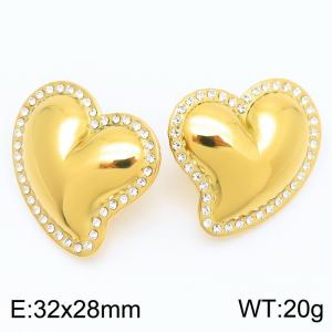 Design sensitive stainless steel women's heart-shaped diamond earrings - KE114166-KFC