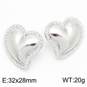 Design sensitive stainless steel women's heart-shaped diamond earrings - KE114167-KFC