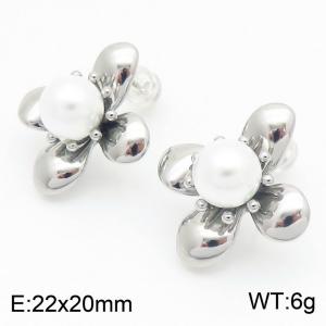 Fashionable and creative steel petal titanium steel earrings - KE114181-KFC