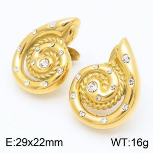 Titanium steel jewelry personalized conch studded diamond earrings for women - KE114227-KFC