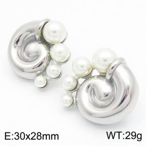 Stainless steel conch design pearl earrings for women - KE114228-KFC