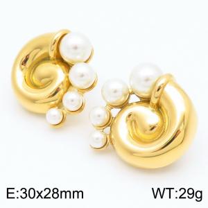 Stainless steel conch design pearl earrings for women - KE114229-KFC