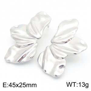 Stainless steel earrings, women's leaf pattern earrings, party silver jewelry - KE114304-KFC