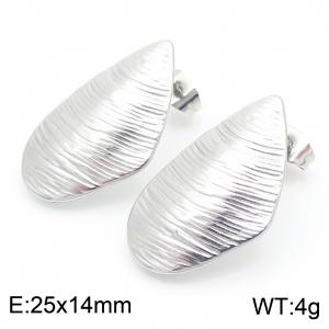 Stainless steel earrings, women's irregular square patterned earrings, party silver jewelry - KE114310-KFC