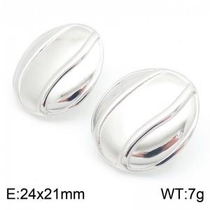 European and American fashion personality stainless steel exaggerated elliptical geometric temperament versatile silver earrings - KE114492-KFC