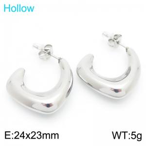 Wholesale Simple Huggie Hollow Hoop Earrings Stainless Steel C-shape Open Earrings Fashion Jewelry - KE114647-KFC