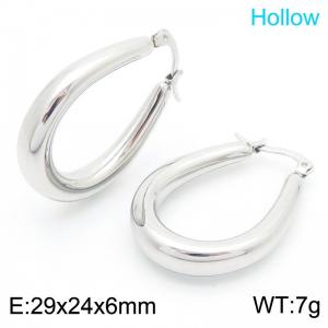 French Hoop Earrings U-shaped Hollow Earrings Bold Oval Statement Earrings Women For Party - KE114648-KFC
