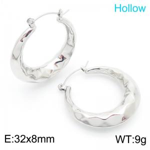 Minimalist Irregular Hammered Earrings Waterproof Geometric Chunky Stainless Steel Hollow Hoop Earrings - KE114650-KFC