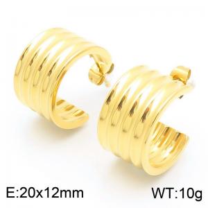 Fashionable and personalized stainless steel creative multi-level large C shape versatile gold earrings - KE114920-K