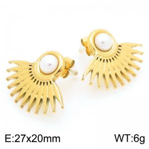 Wholesale 18K Gold Plated Stud Earrings Creative Stainless Steel Sunshine Earring Jewelry Accessories - KE114937-KFC