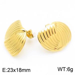 Luxury Hypoallergenic 18K Gold Plated Stainless Steel Geometric Textured Intersecting Stud Earring - KE114940-KFC