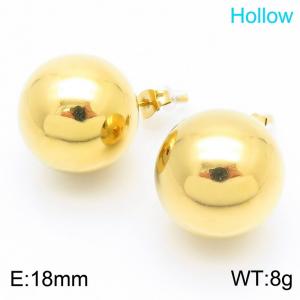 Minimalist 18mm Hollow Ball Earrings Stainless Steel Stud Bead Earrings Gift For Women - KE114942-KFC