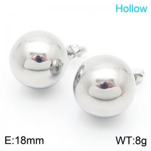 Minimalist 18mm Hollow Ball Earrings Stainless Steel Stud Bead Earrings Gift For Women - KE114943-KFC