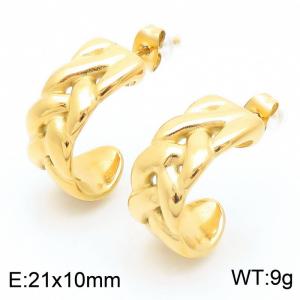 French C-Shaped Chain Around Girl Earrings Titanium 18k Earrings Stainless Steel Stud Earrings - KE114944-KFC