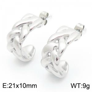 French C-Shaped Chain Around Girl Earrings Titanium 18k Earrings Stainless Steel Stud Earrings - KE114945-KFC