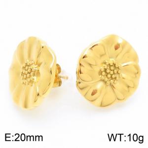 Wholesale Big Flower Stainless Steel Stud Earrings Titanium Steel Sunflower Earrings Women's Jewelry - KE114947-KFC