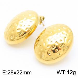 18K Gold Plated Stainless Steel Hammer Texture Earrings Charms Jewelry Stud Earrings - KE114951-KFC