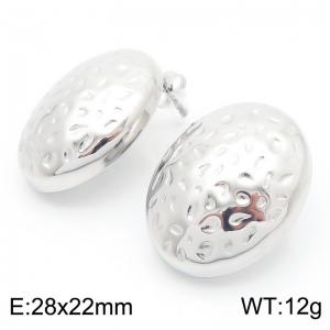 Fashion Jewelry Minimalist Stainless Steel Hammer Texture Earrings Charms Jewelry Stud Earrings - KE114952-KFC