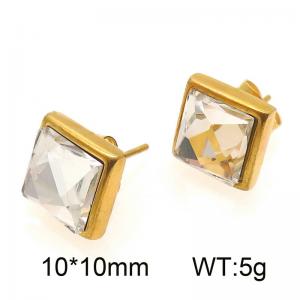 Stainless steel square crystal stone earrings - KE115077-Z