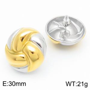 European and American fashion hot selling stainless steel round threaded earrings - KE115153-KFC