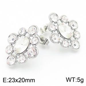 Sparkling Crystal Stone Women's Earrings Gold Stainless Steel Flower Charm Trend Jewelry - KE115223-KFC