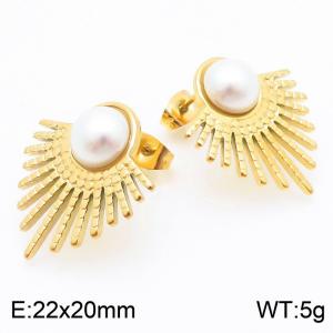 Pearl Irregular Earrings for Women Gold Color Stainless Steel Trendy Jewelry - KE115224-KFC