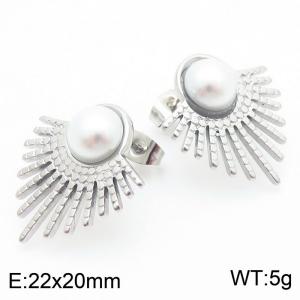 Pearl Irregular Earrings for Women Stainless Steel Trendy Jewelry - KE115225-KFC