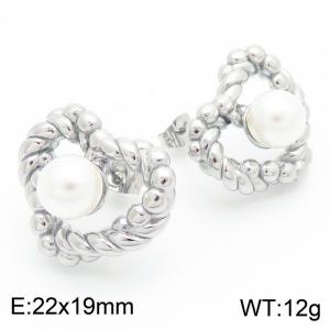 Stainless Steel Heart Pearl Stud Earrings Give Women Charming Trend Jewelry - KE115229-KFC