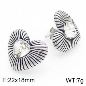 Crystal Heart Stud Earrings for Women Stainless Steel Glamour Trendy Jewelry - KE115235-KFC