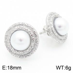 Stainless Steel Pearl Study Earrings for Women Trend Jewelry - KE115241-KFC