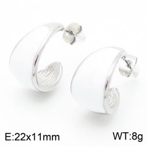 White Curly Curved Blade Stud Earrings for Women Stainless Steel Trendy Jewelry - KE115245-KFC