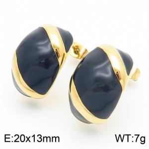 Black Curved Women's Stud Earrings Intergold Stainless Steel Charms rendy Jewelry - KE115250-KFC