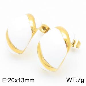 White Curved Women's Stud Earrings Intergold Stainless Steel Charms rendy Jewelry - KE115254-KFC