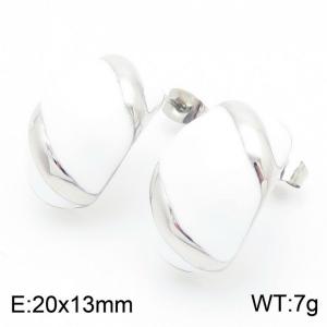 White Curved Women's Stud Earrings Stainless Steel Charms rendy Jewelry - KE115255-KFC