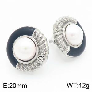 Double Color Umbrella Charm Pearl Stud Earrings for Women Stainless Steel Trend Jewelry - KE115274-K