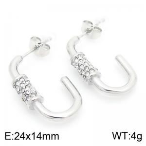 Wholesale CZ U Shape Hoop Earring Stainless Steel Jewelry Zircon Earrings for Women - KE115278-KFC