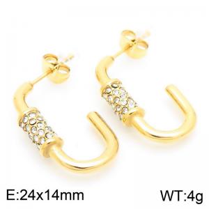 Fashion Jewelry Earrings 18K Gold-plated Stainless Steel Inlaid Zircon C-shaped Women's Earrings - KE115279-KFC