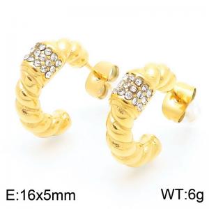 Vintage Zirconia Titanium Steel Twisted Irregular Earrings 18k Gold Plated Earrings - KE115281-KFC