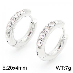 Trendy Jewelry Good Quality Stainless Steel Inlaid Clear Cubic Zircon Hoop Huggie Earrings - KE115282-KFC