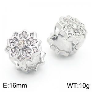 Fashion Jewelry Double Side Stainless Steel Inlaid Clear Cubic Zircon Hoop Huggie Earrings - KE115284-KFC