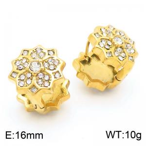 High Quality Women Wedding 18K PVD Gold Stainless Steel Cubic Zirconia Earrings - KE115285-KFC