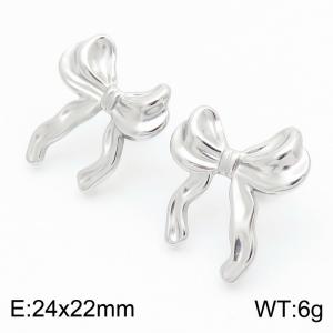 Women Stainless Steel Bow Tie Earrings - KE115310-KFC